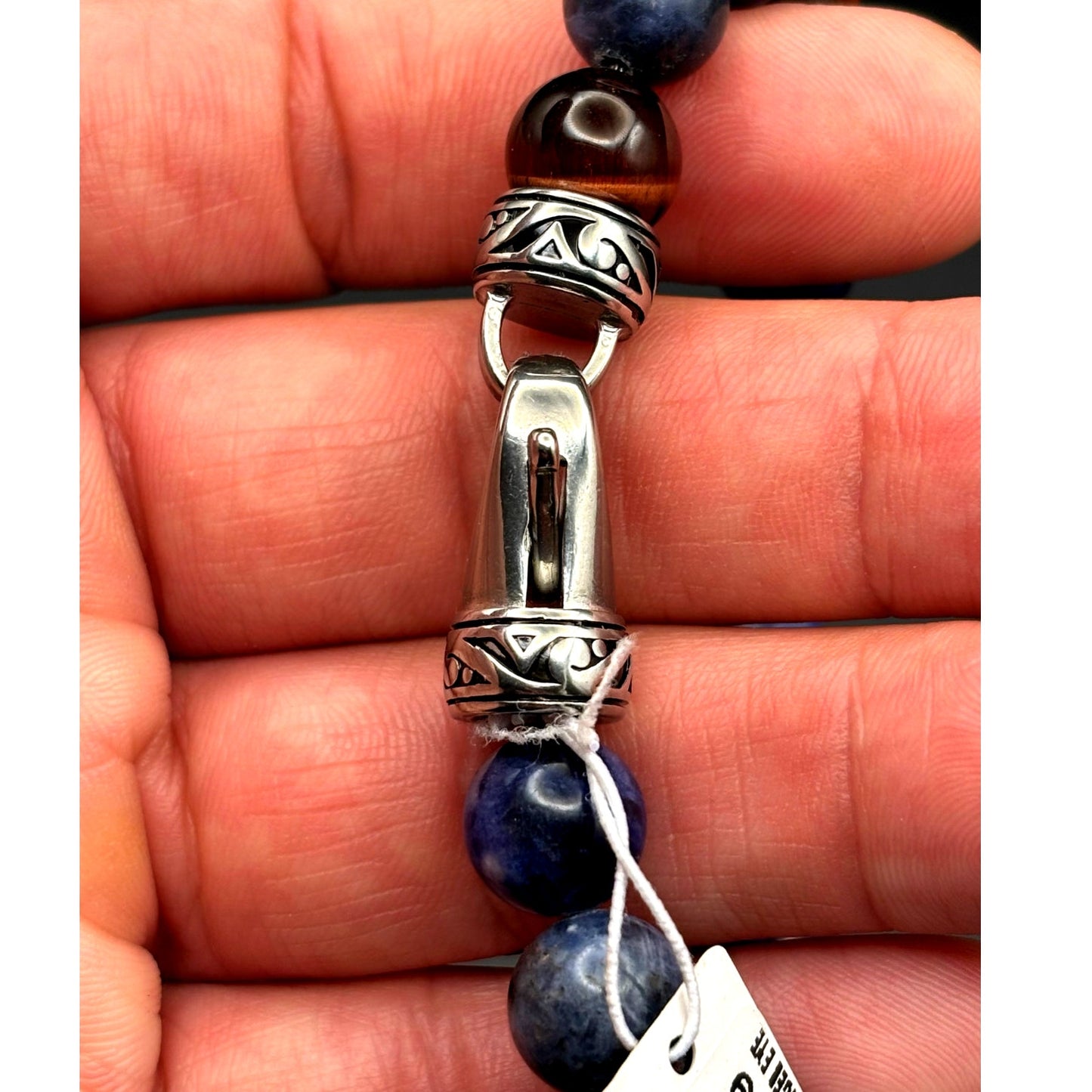 Blackjack BJS16BLS Men’s10mm Sodalite And Red Tiger Eye Beaded Bracelet NIBWT