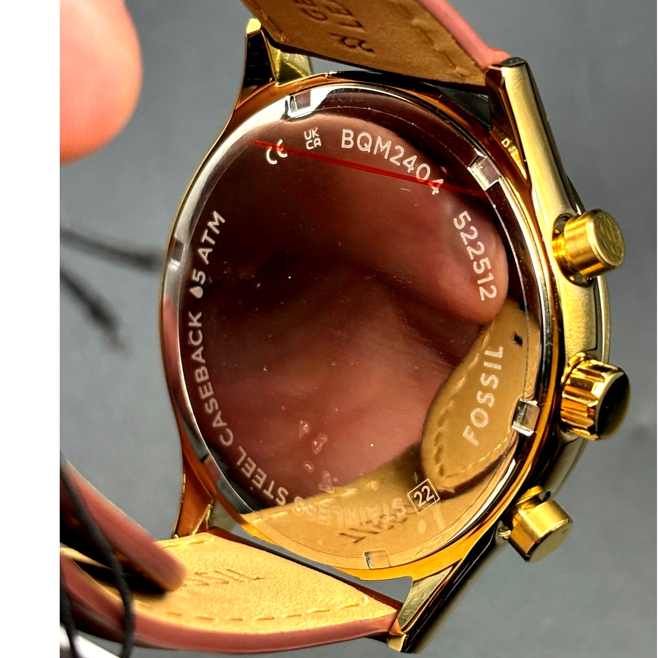 Fossil Fenmore BQM2404 Men's Multifunction Gold Tone Leather Strap Watch NIBWT