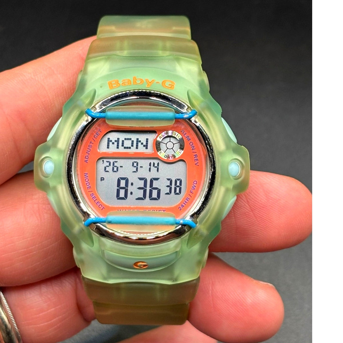 Casio Baby-G BG-169R Lime Green Translucent Digital Data Bank 200M Womens Watch