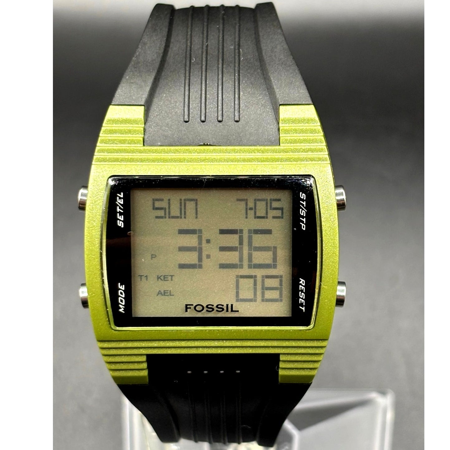 Fossil FSL DQ1141 Green Digital Watch 100M Alarm Chronograph Vintage NWT