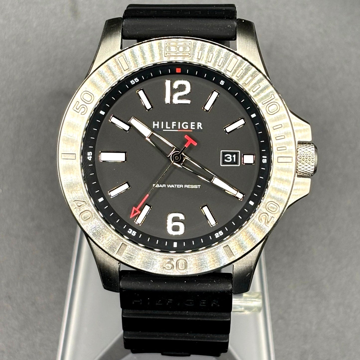 Tommy Hilfiger Ryan 1710539 Black Dial Silicone Strap Men's Watch NIB