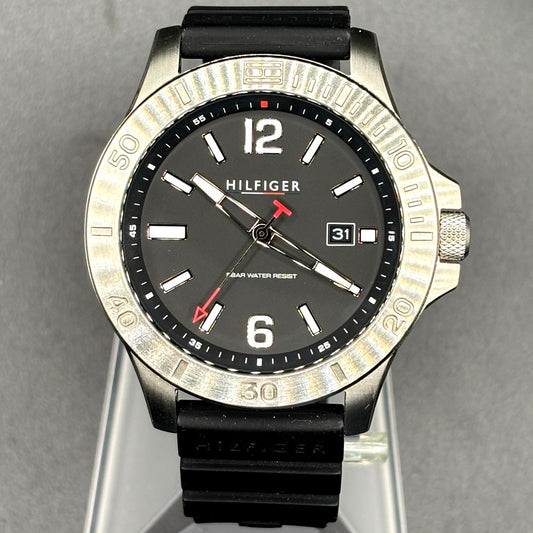 Tommy Hilfiger Ryan 1710539 Black Dial Silicone Strap Men's Watch NIB