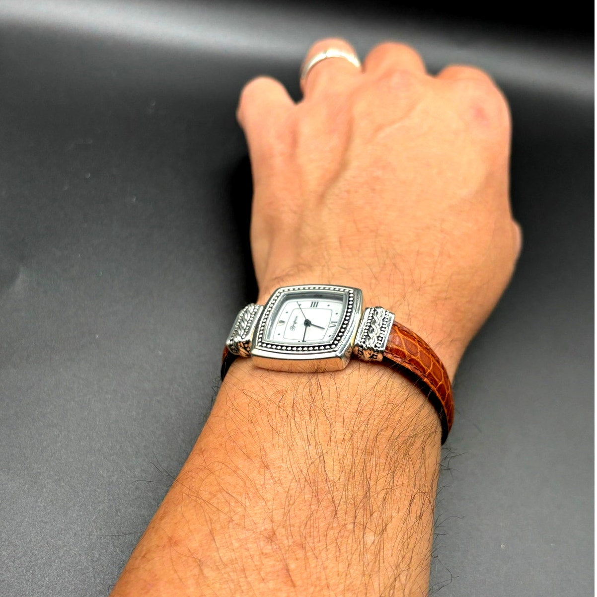 Brighton Toulouse W3130 Womens Reversible Brown Black Leather Strap Watch NIBWT