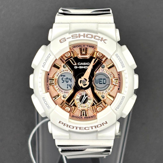 Casio G-Shock GMA-S120MF-7A2 White Rose Gold Zebra Strap NIBWT