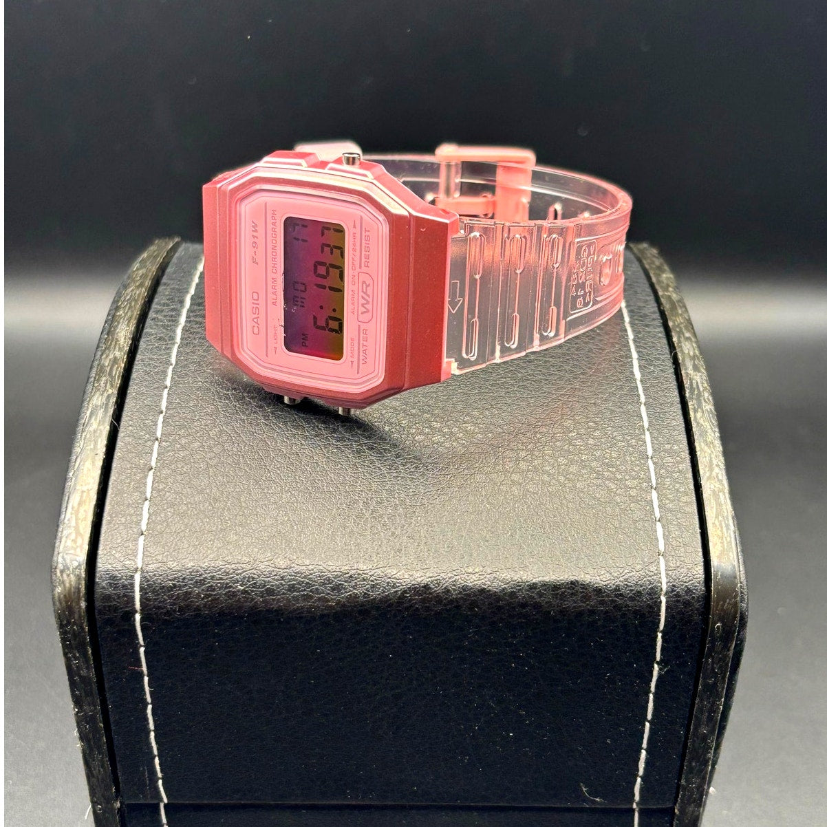 LWS Rosé Prism F91W Pink Clear Strap Digital Mod Watch