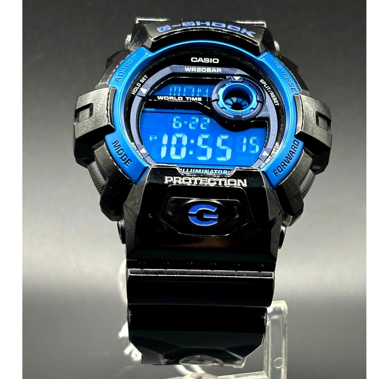 Casio G-Shock G-8900A-1 Glossy Black Blue Dial Digital Men’s Watch 200M NIBWT