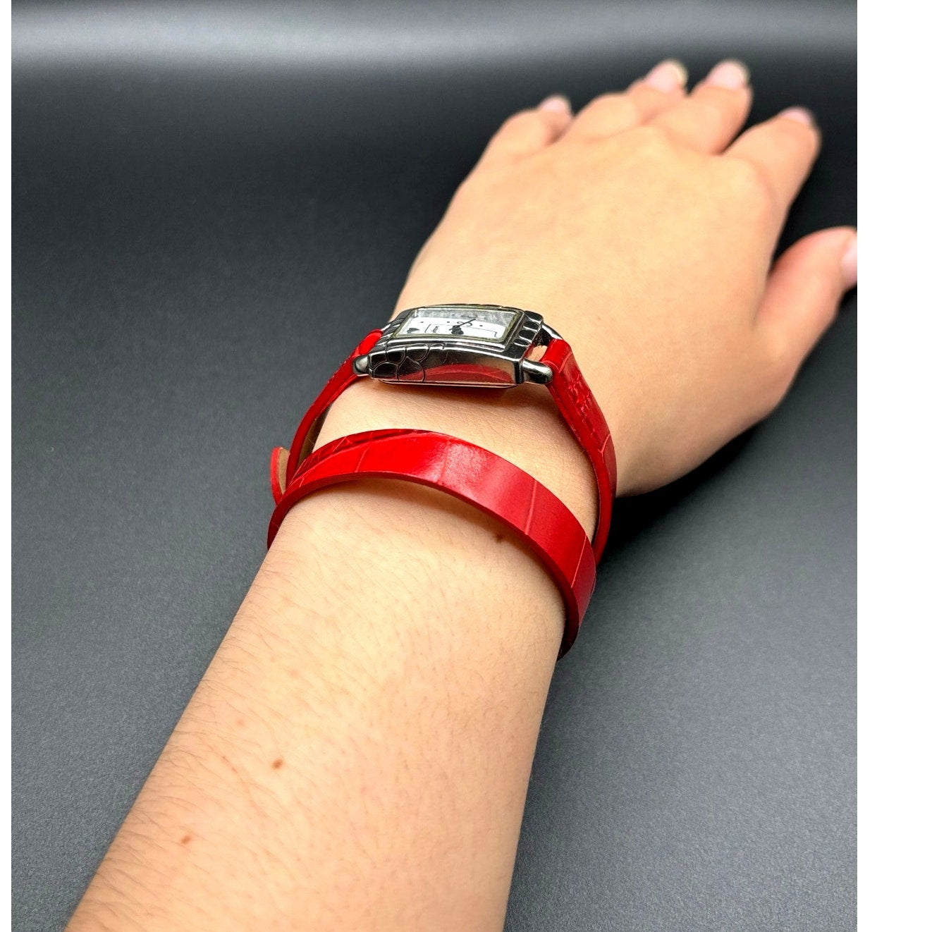Brighton Petoskey Women's Genuine Italian Red Leather Strap Vintage Watch NIB