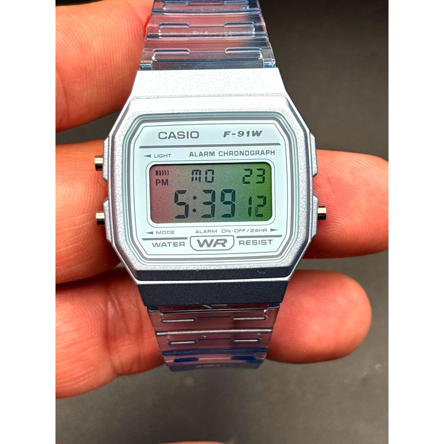 LWS Arctic Prism F91W Blue Clear Strap Retro Digital Mod Watch