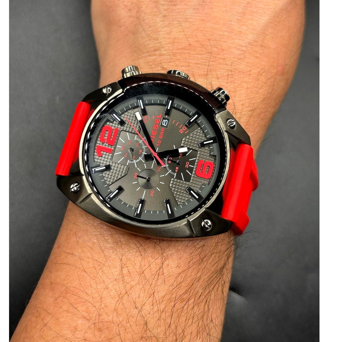 Diesel Overflow DZ4481 Chronograph Red Silicone 55mm Men’s Watch