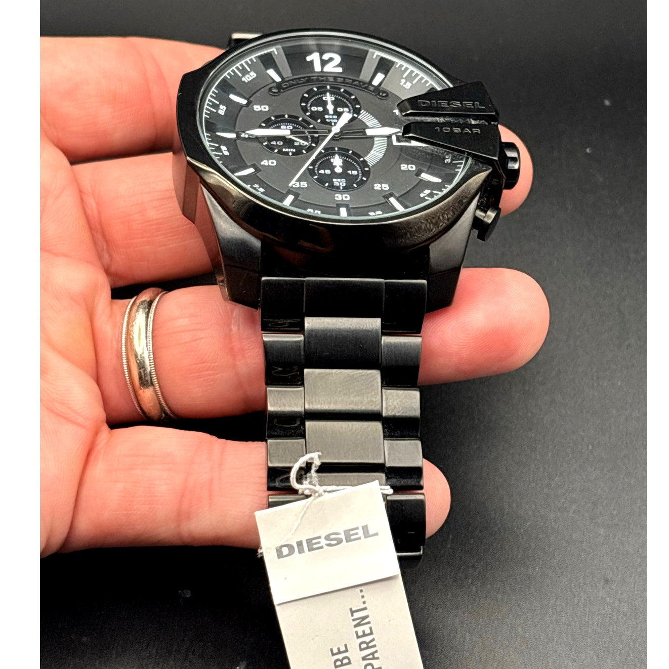 Diesel DZ4283 Mega Chief Men’s Black Stainless Steel Chronograph Watch NIBWT