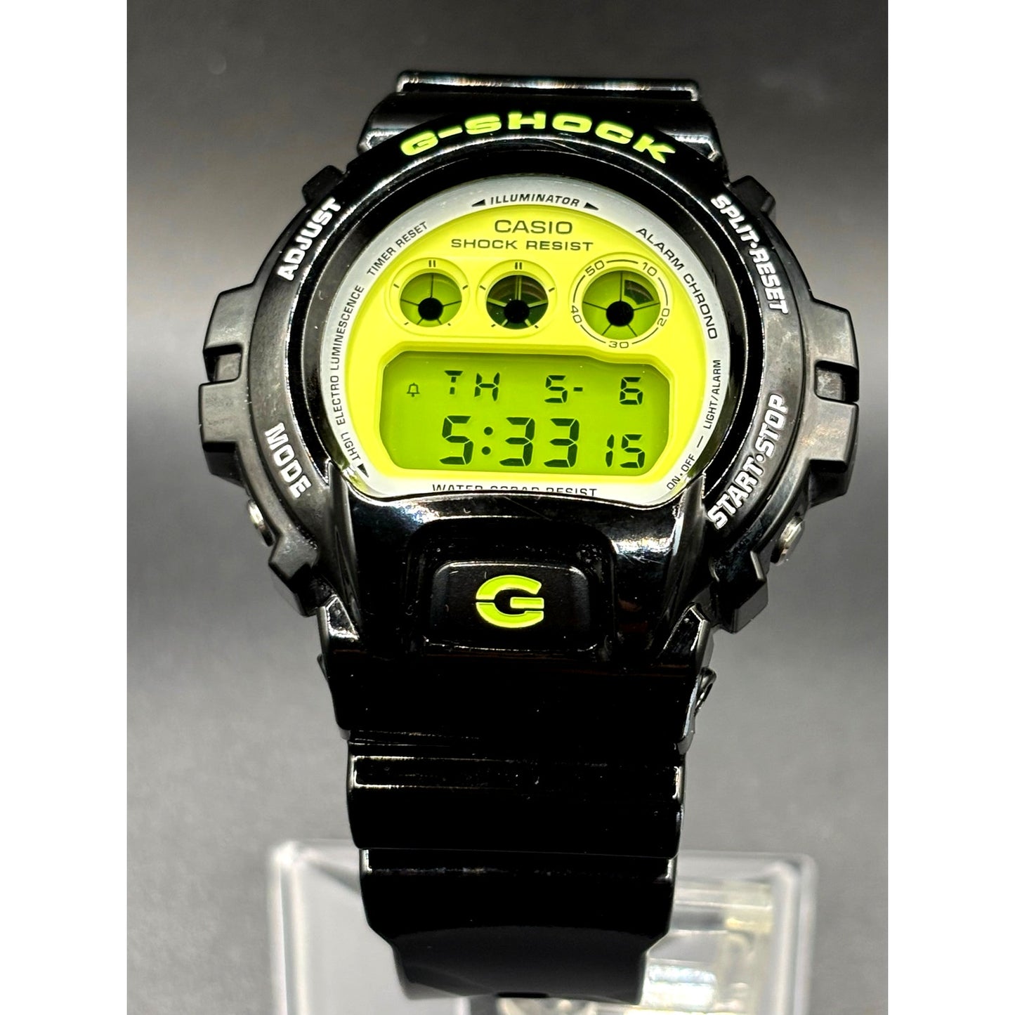 Casio G-Shock DW6900RCS-1 Lime Green Glossy Black Digital Men's Watch NIB