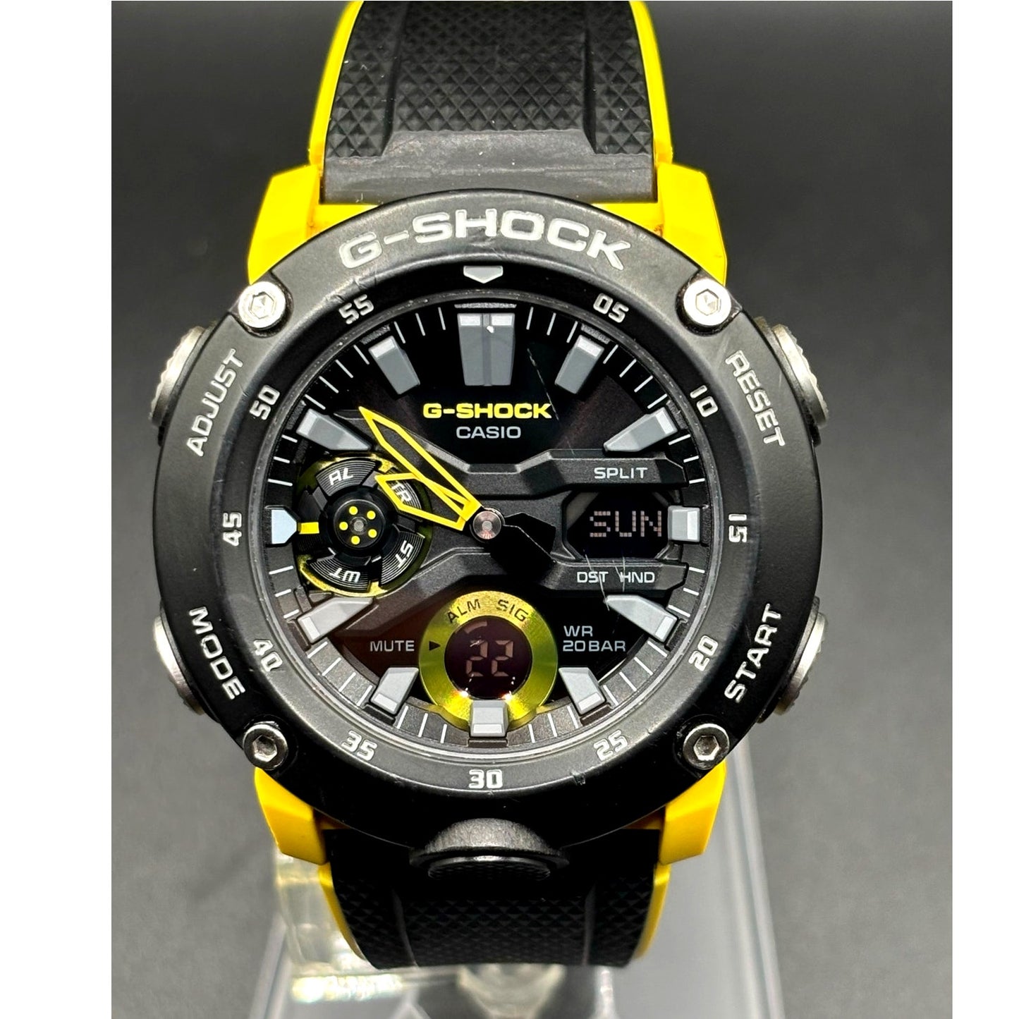 Casio G-Shock GA-2000-1A9 Carbon Core Guard 200M Yellow Black Men’s Watch