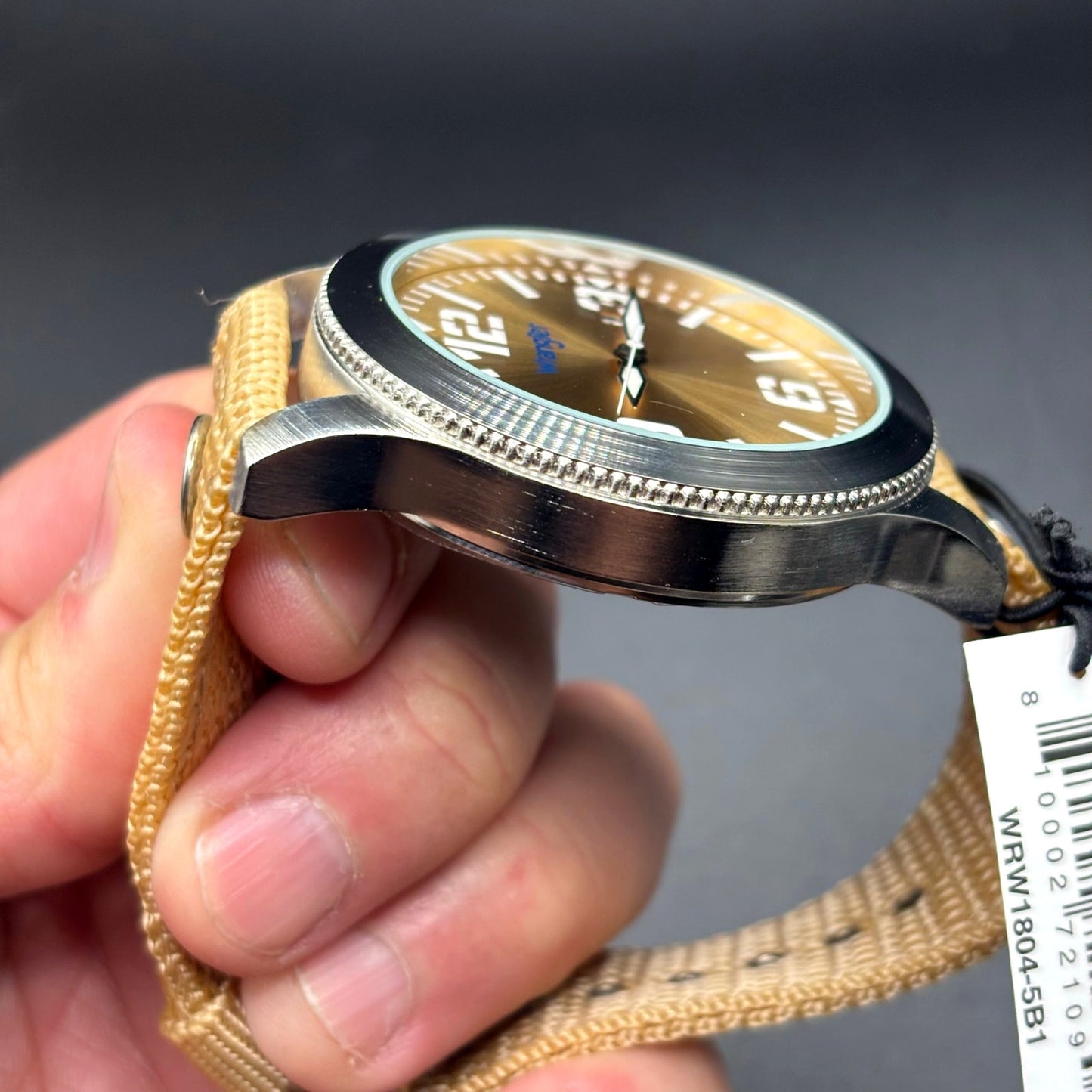 Wrangler WRW1804 5B1 Men's Quartz Watch Tan Dial Canvas Strap NIBWT