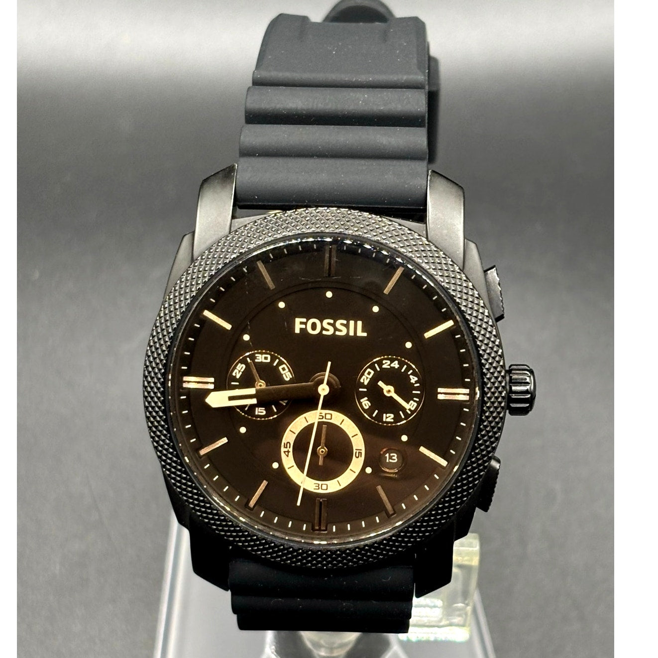 Fossil FS4656 Machine Chronograph Black Silicone Men’s Watch 42mm