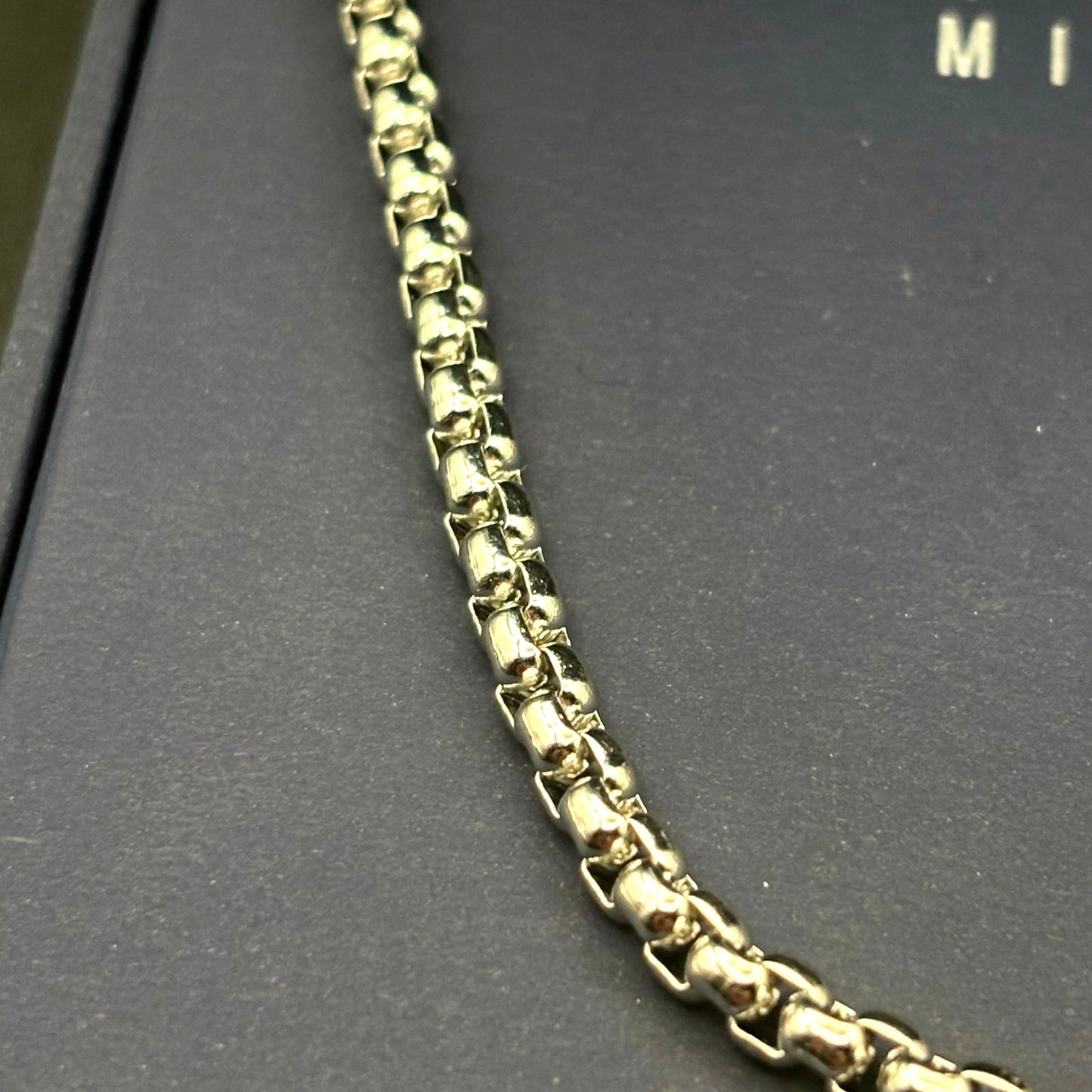Bain Miller Men’s Silver Tone Brass Box Chain Necklace 21 Inches NIB