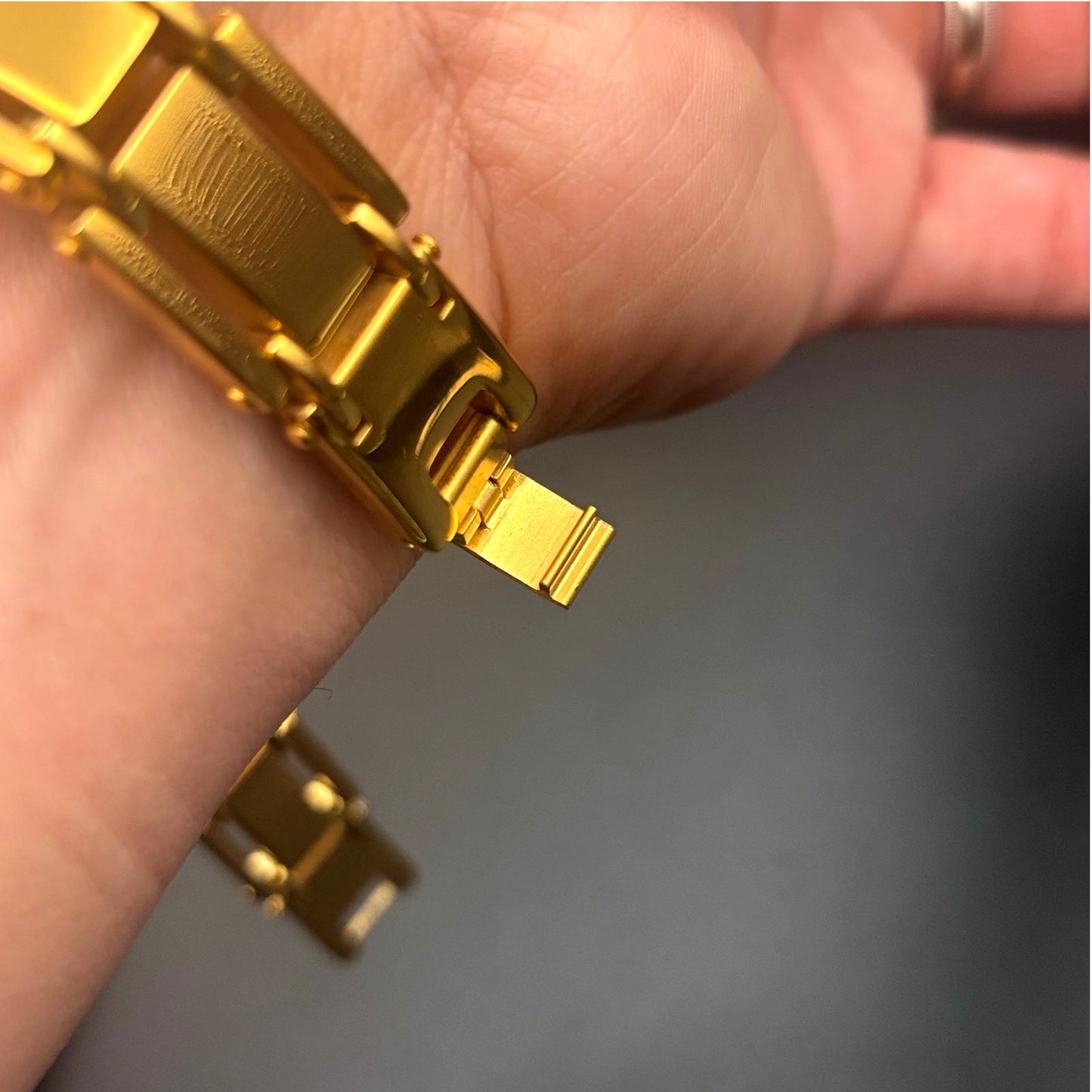Mason Parker Men’s Gold Plated Stainless Steel ID Bracelet w/Cubic Zirconia NWT