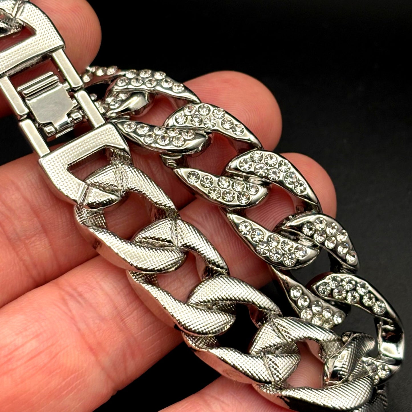 Akademiks Men’s Stainless Steel  240 Cubic Zirconia Cuban Link Iced Bracelet NWT