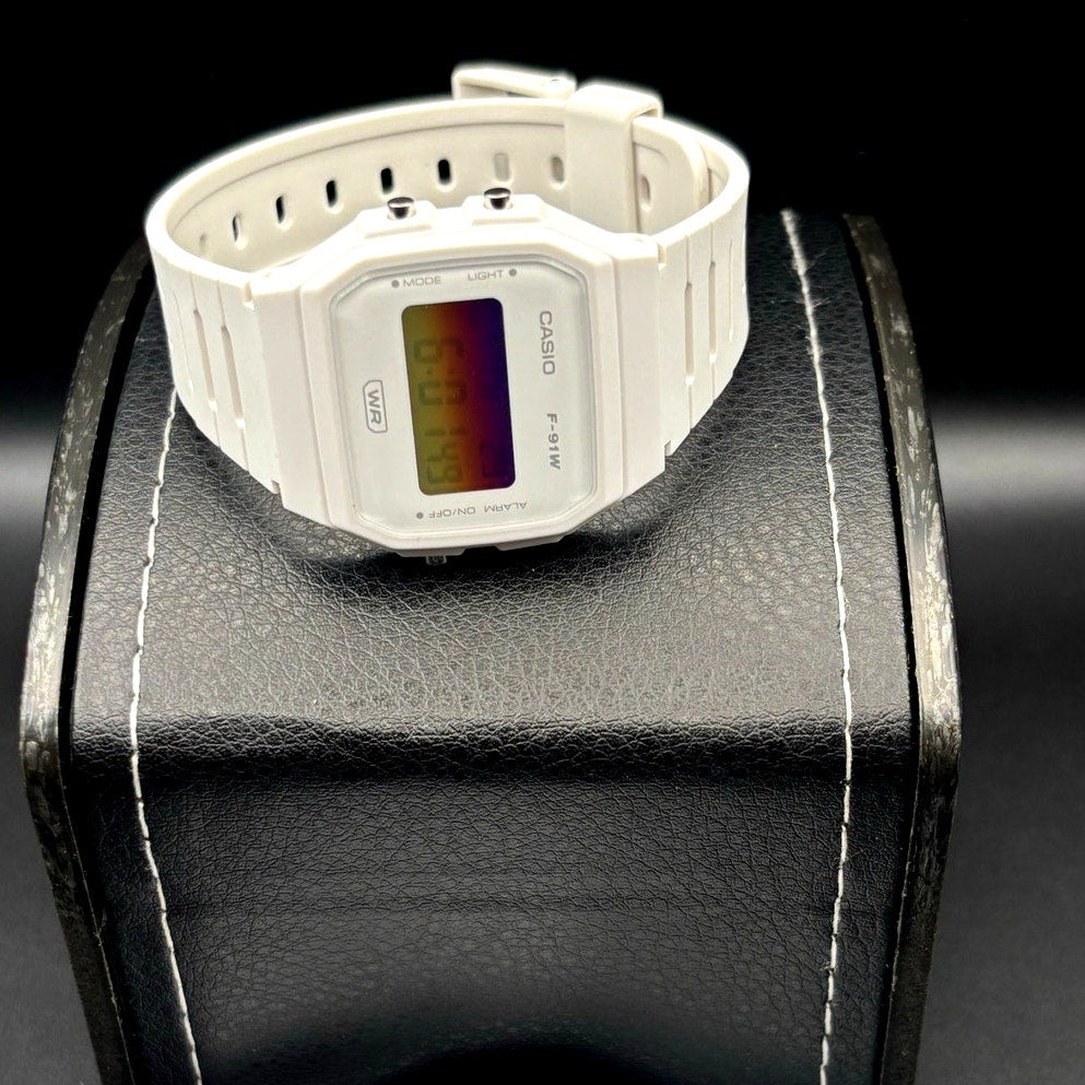 LWS Sunset Frost Casio F91W White Resin Custom Mod Digital Watch