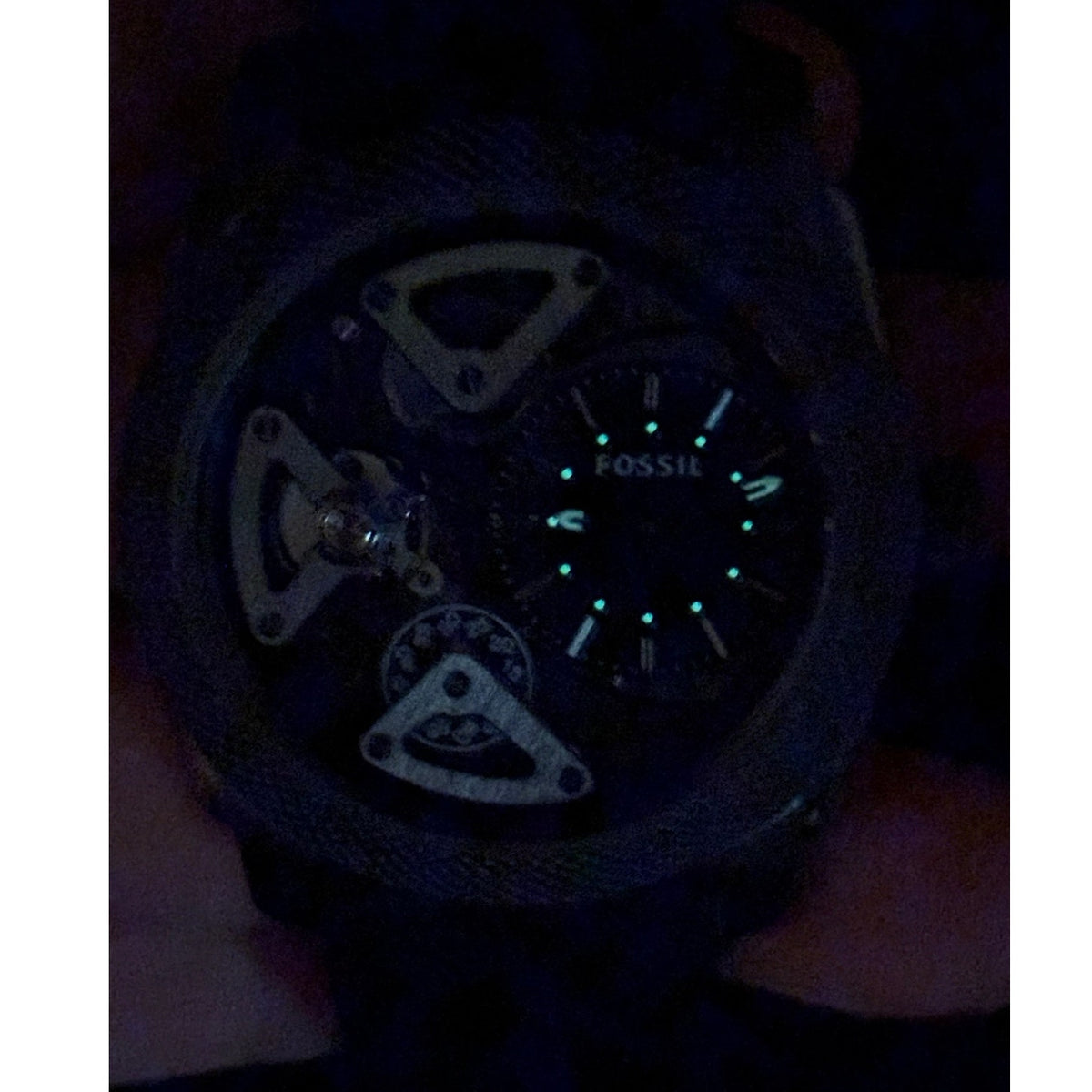 Fossil ME1129 Machine Twist Hybrid Smoke Gray Black Leather Men's Watch 45mm