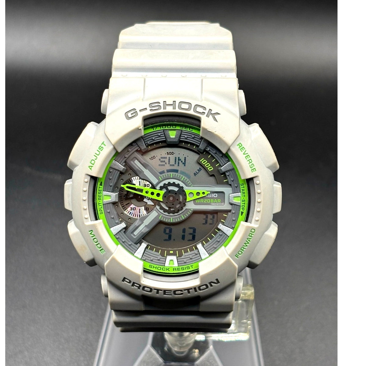 Casio G-Shock GA-110TS-8A3 Gray Neon Green Ana-Digi 51mm Men’s Watch