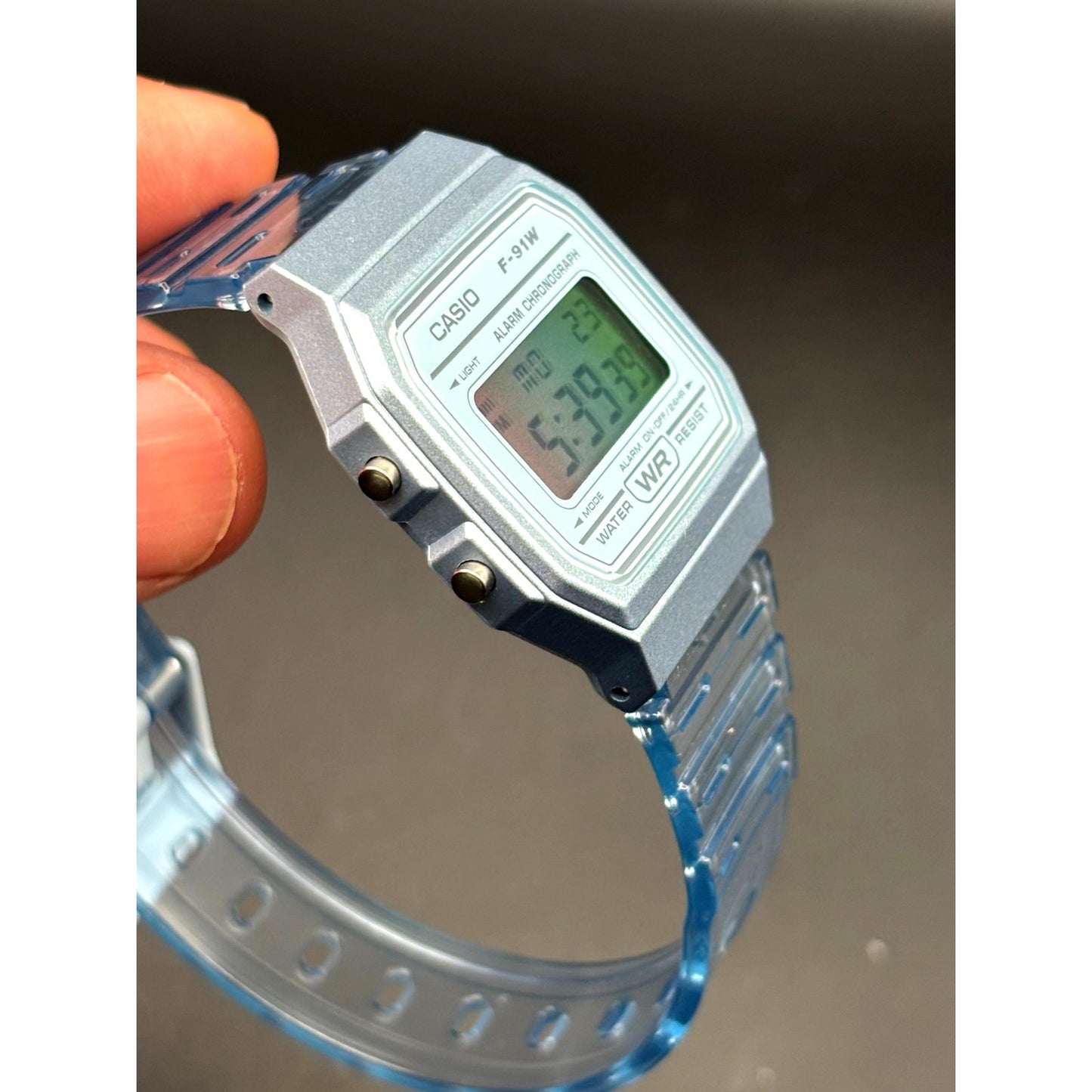 LWS Arctic Prism F91W Blue Clear Strap Retro Digital Mod Watch