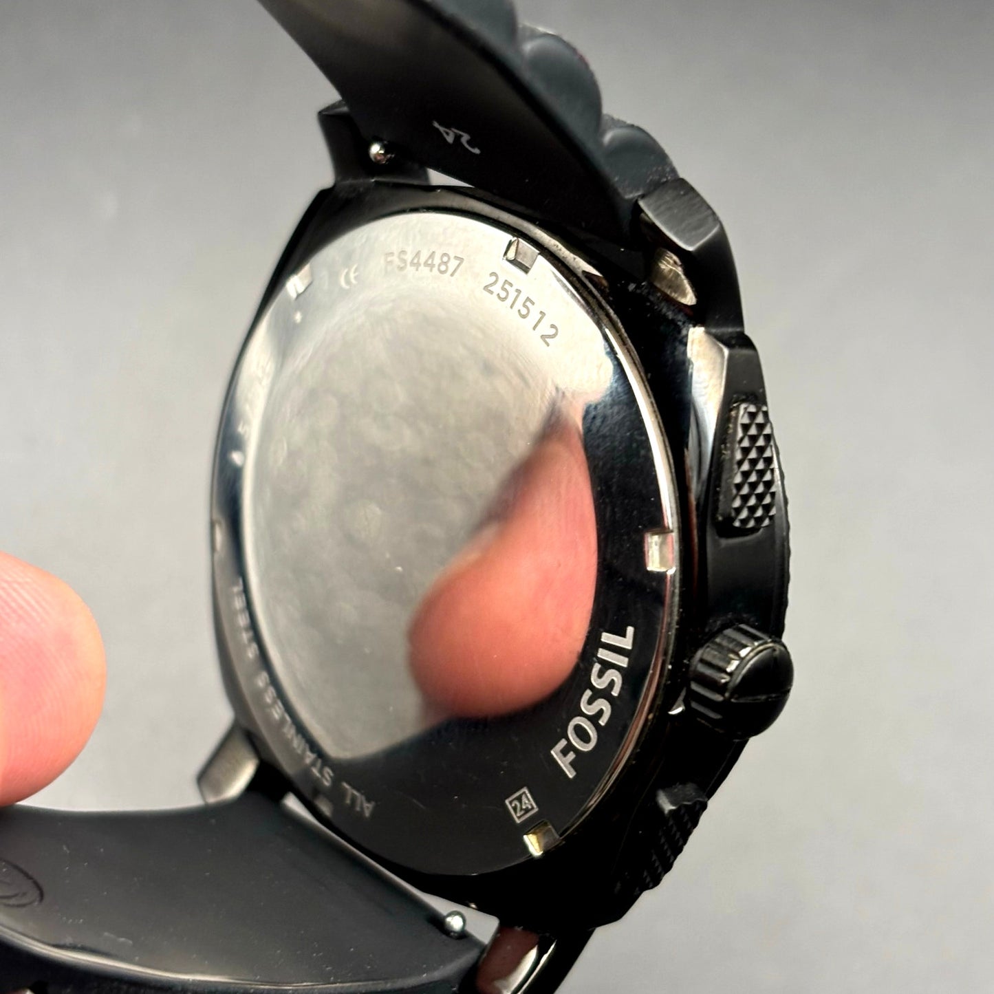 Fossil FS4487 Machine Chronograph Men’s Gunmetal Black Silicone Strap Watch