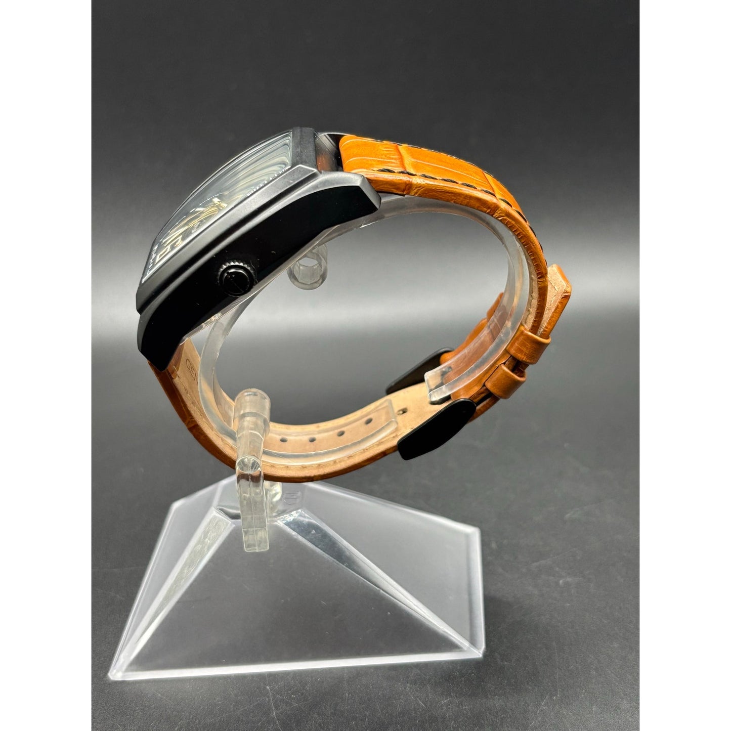 Kenneth Cole KC51083004 Automatic Skeleton Tonneau Leather Strap Men’s Watch