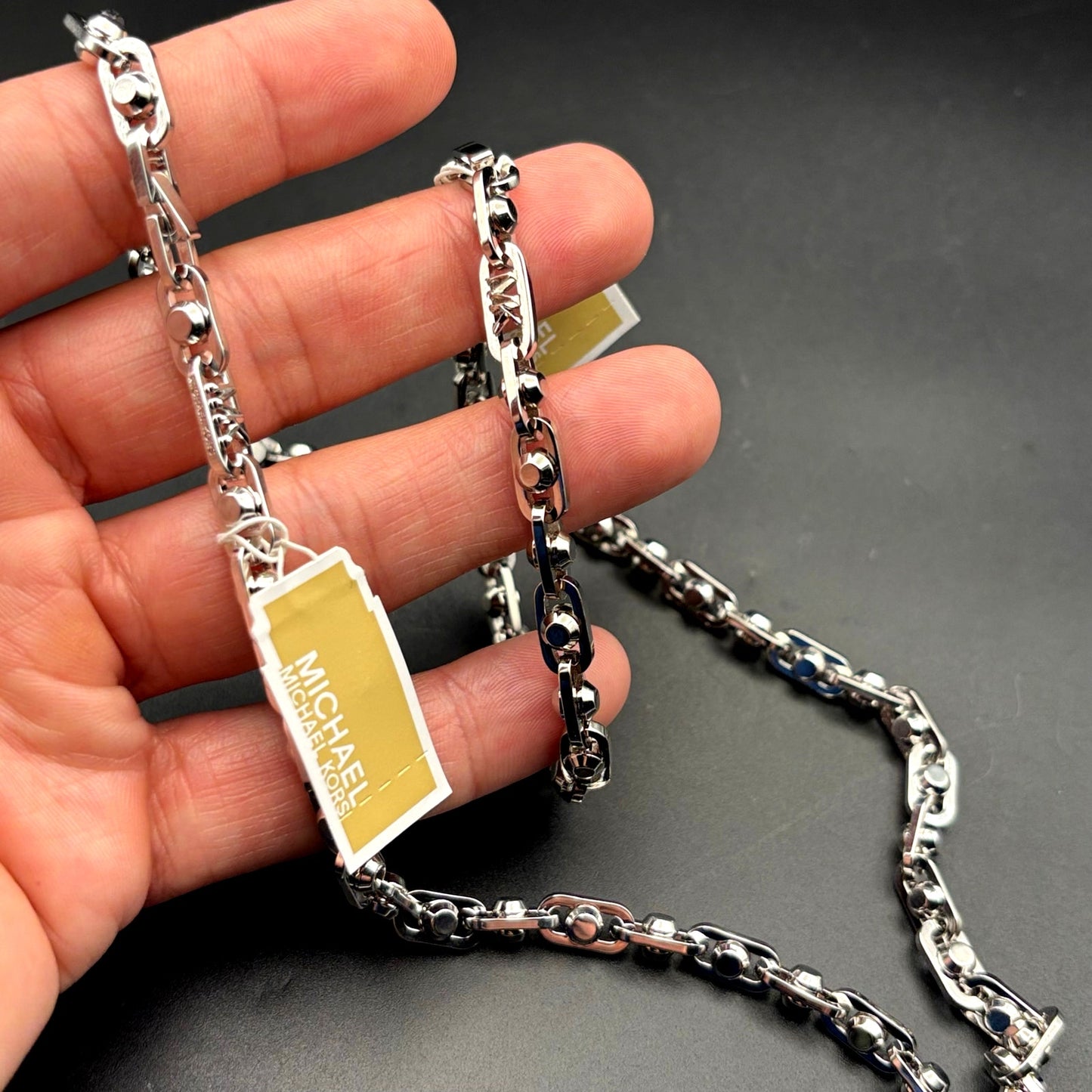 Michael Kors Astor Link Bracelet & Necklace Set Silver Tone Womens Jewelry NIBWT