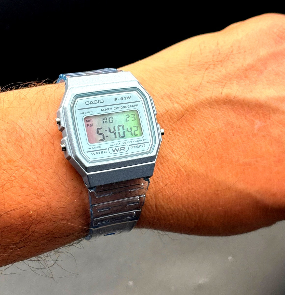 LWS Arctic Prism F91W Blue Clear Strap Retro Digital Mod Watch