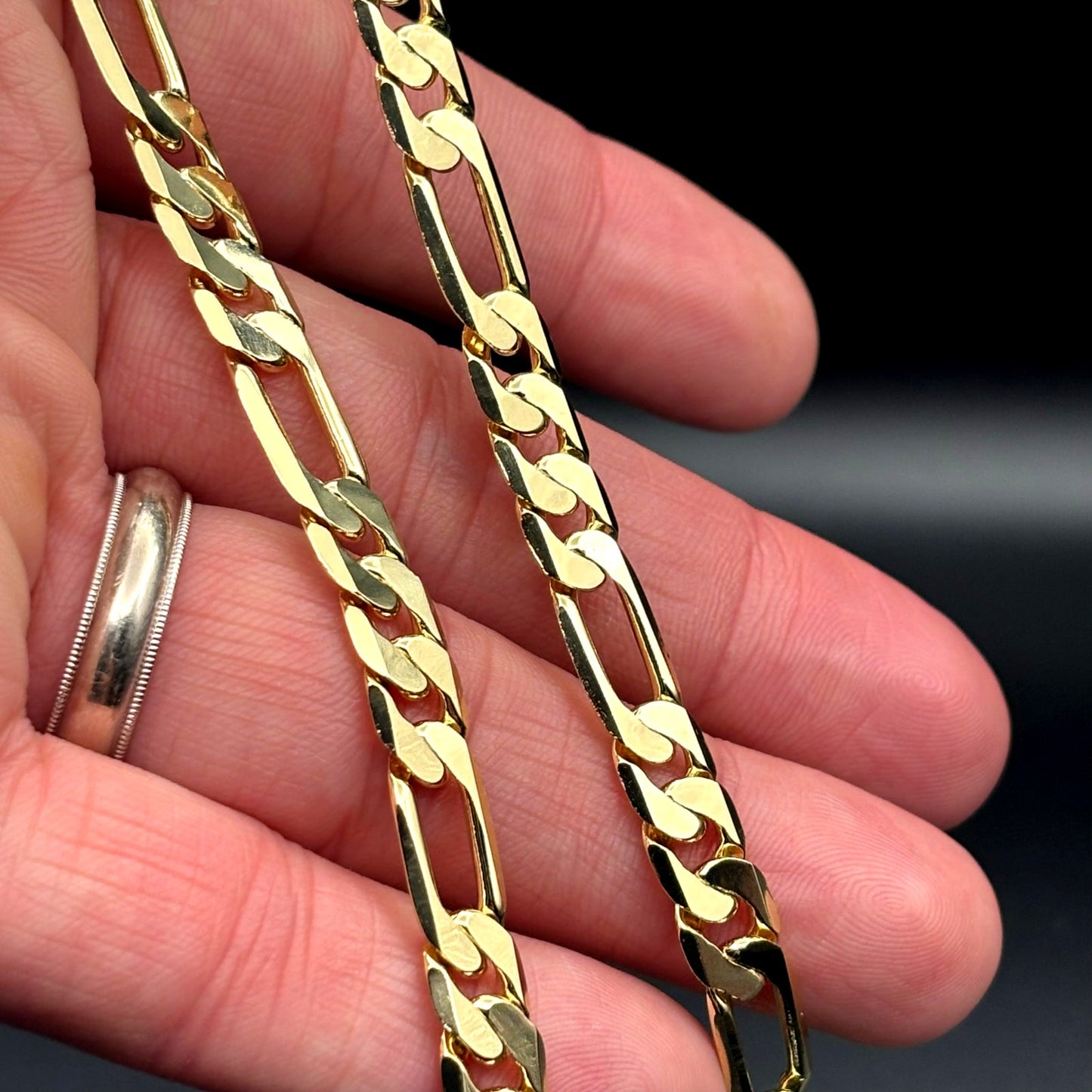 American Exchange Mens 18k Gold Plated Figaro Link 22" Inch Chain Necklace NWT