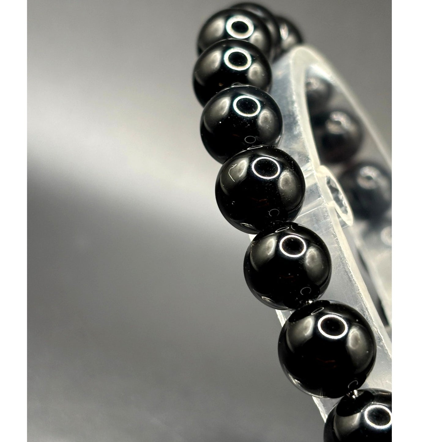 Blackjack BJS244BSO Men's Black Onyx Beaded Bracelet Stainless Steel NIBWT