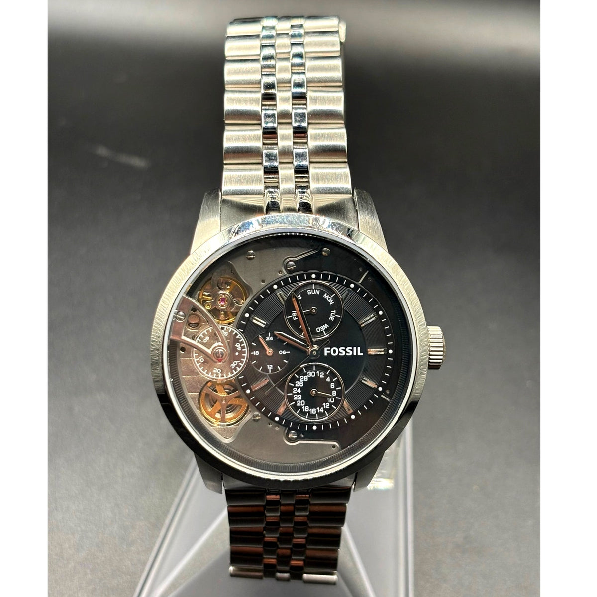 Fossil ME1135 Townsman Twist Men's Watch 44mm Black Dial Stainless Steel Watch