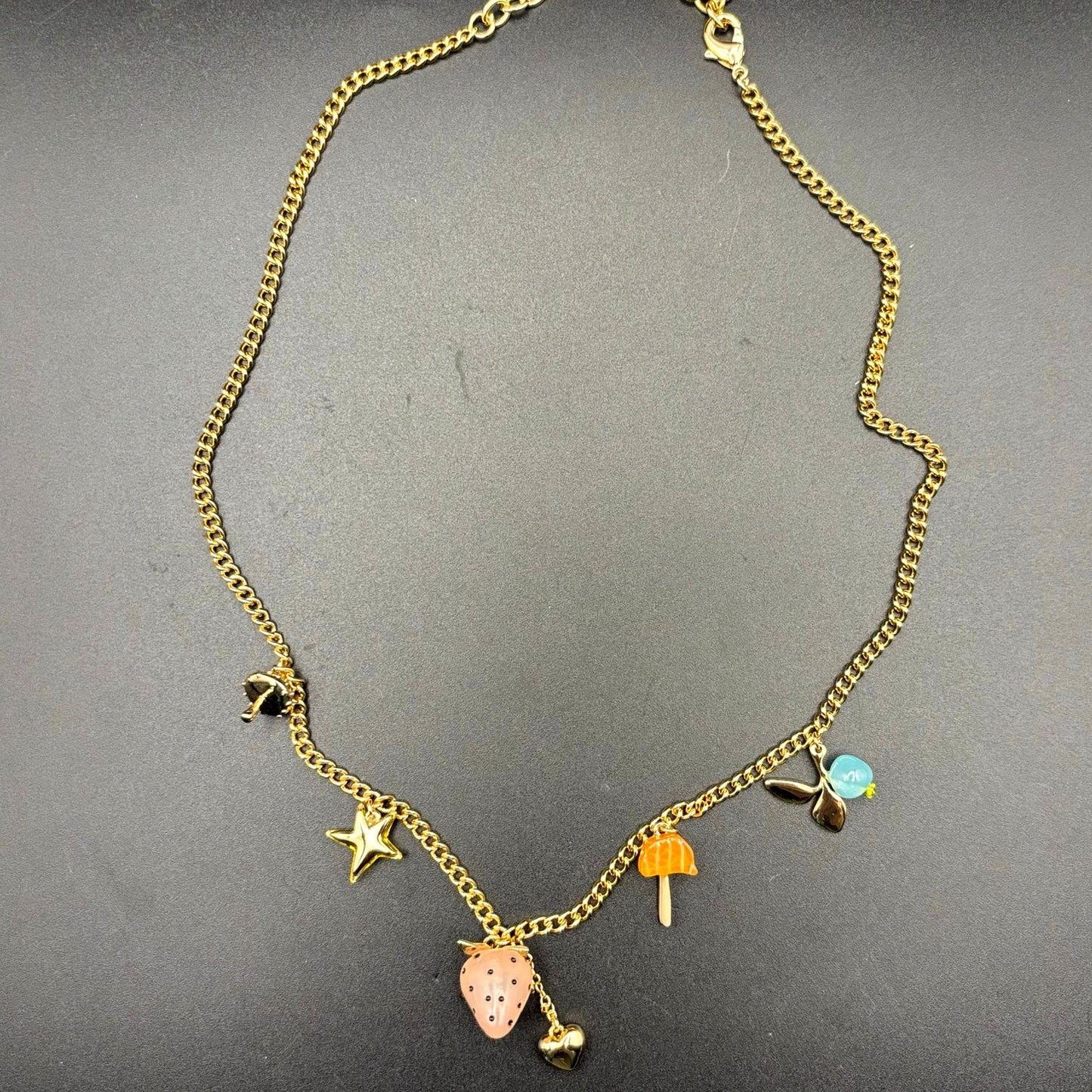 Coach x Observed By Us Charm Necklace Strawberry Heart Gold Tone NIB