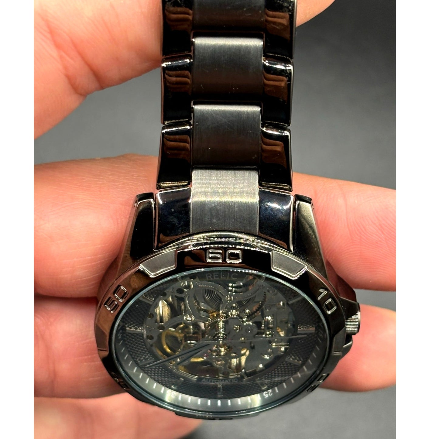 Relic by Fossil Brennan ZR11853 Automatic Skeleton Gunmetal Men’s Watch