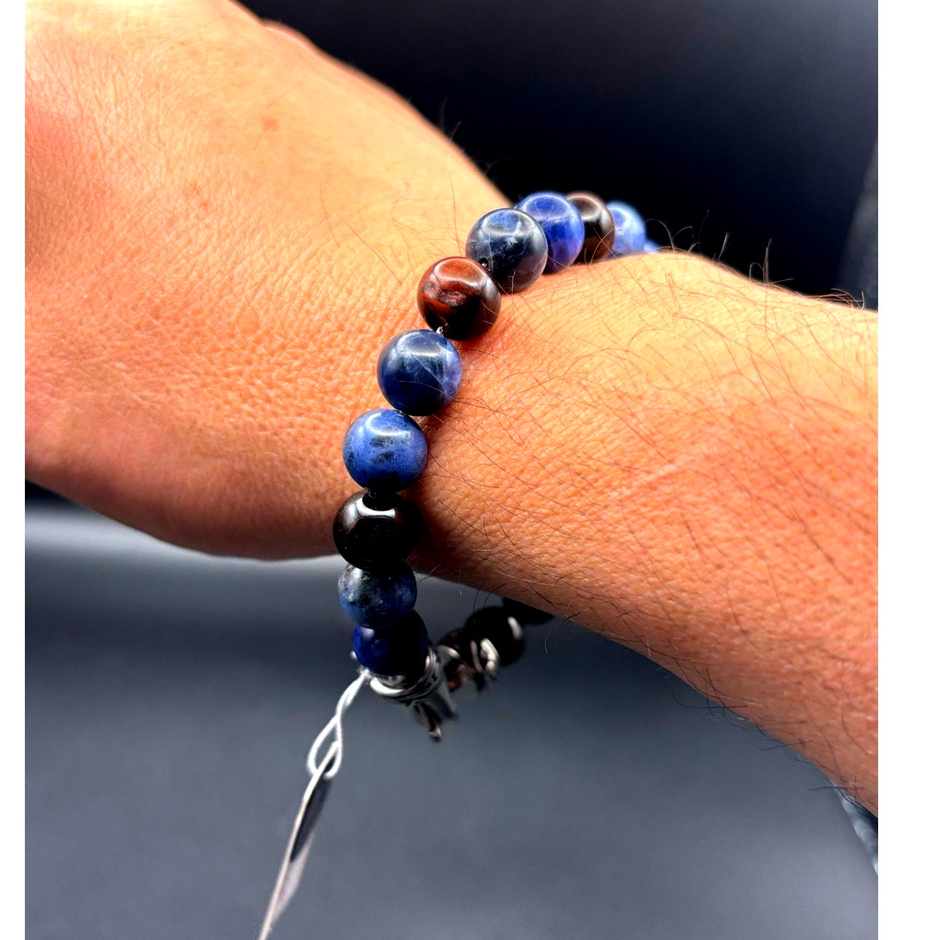 Blackjack BJS16BLS Men’s10mm Sodalite And Red Tiger Eye Beaded Bracelet NIBWT
