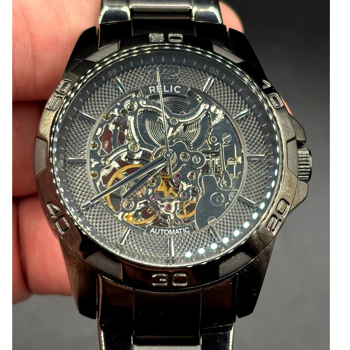 Relic by Fossil Brennan ZR11853 Automatic Skeleton Gunmetal Men’s Watch