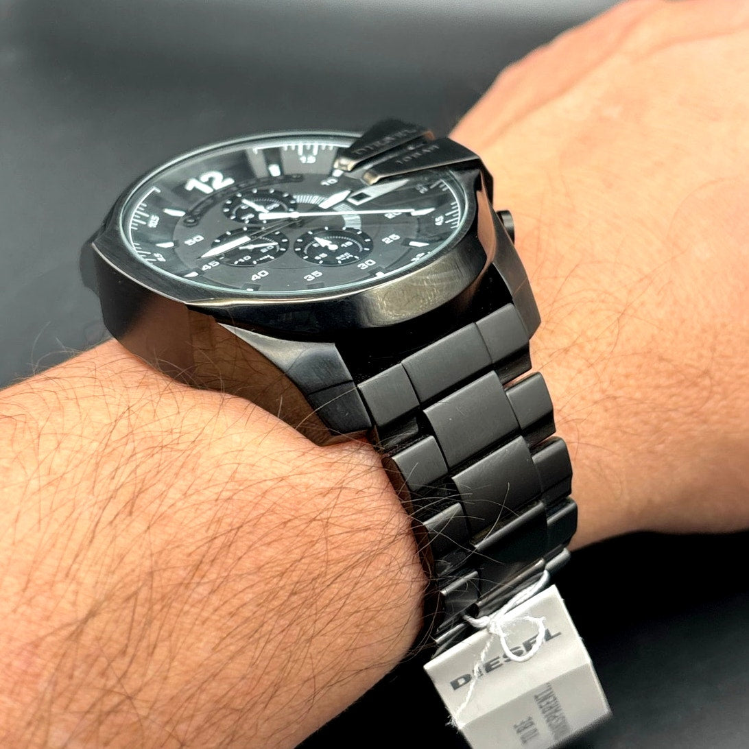 Diesel DZ4283 Mega Chief Men’s Black Stainless Steel Chronograph Watch NIBWT