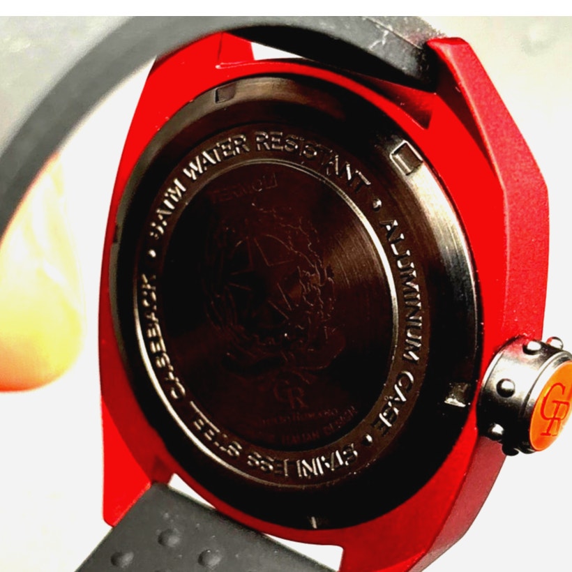 Giulio Romano Men’s Termoli GR-6000-17-004 Red Bezel Black Rubber Watch LNIB