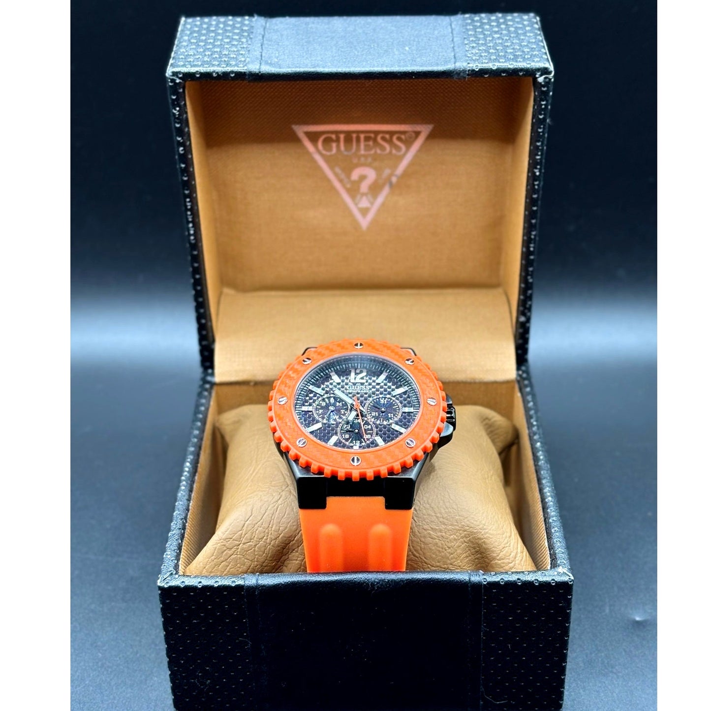 Guess Overdrive W11619G4 Orange 45mm Multifunction Men’s Watch 100M