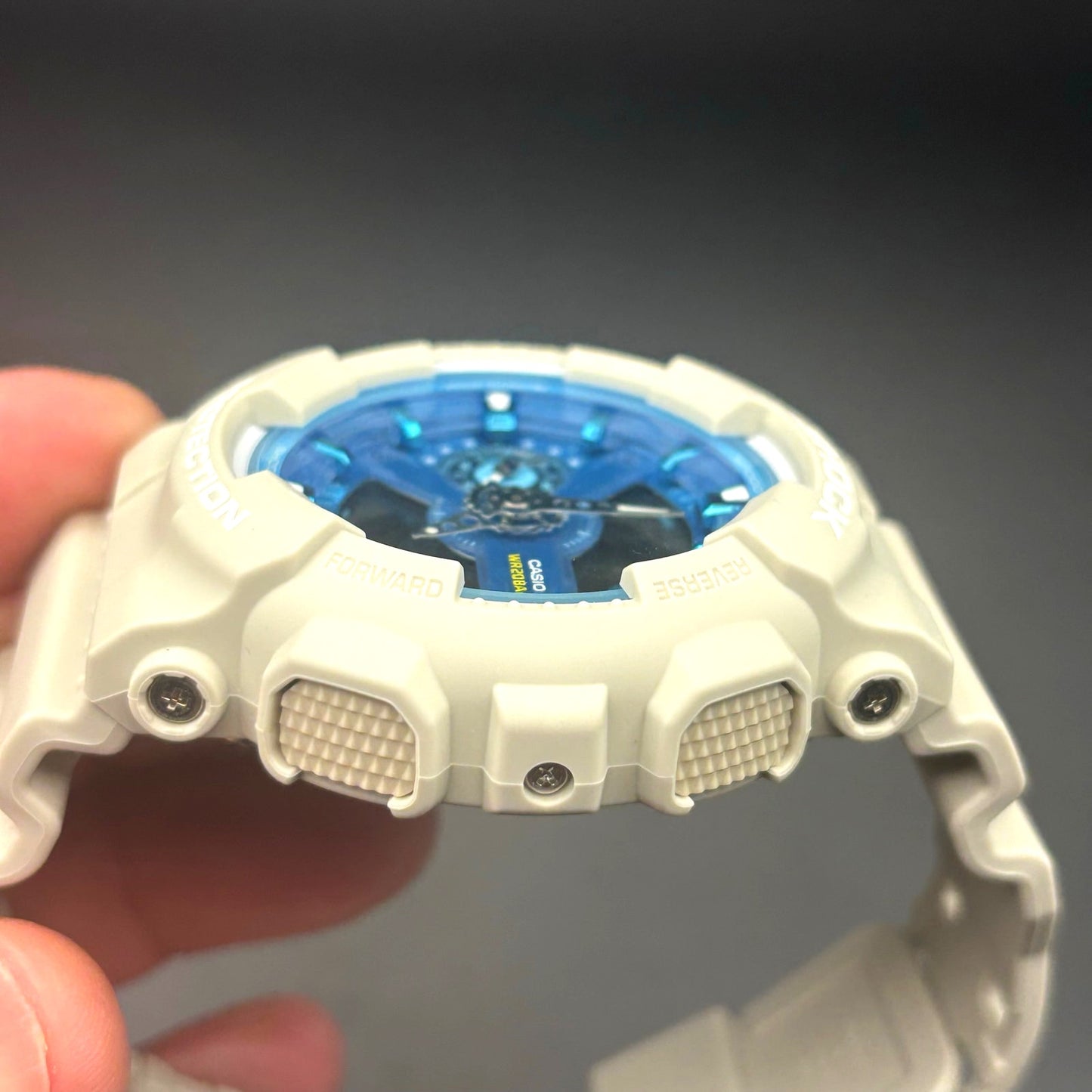 Casio G-Shock GA110AS-5A Men’s Beige Resin Blue Dial Analog Digital Watch NIBWT