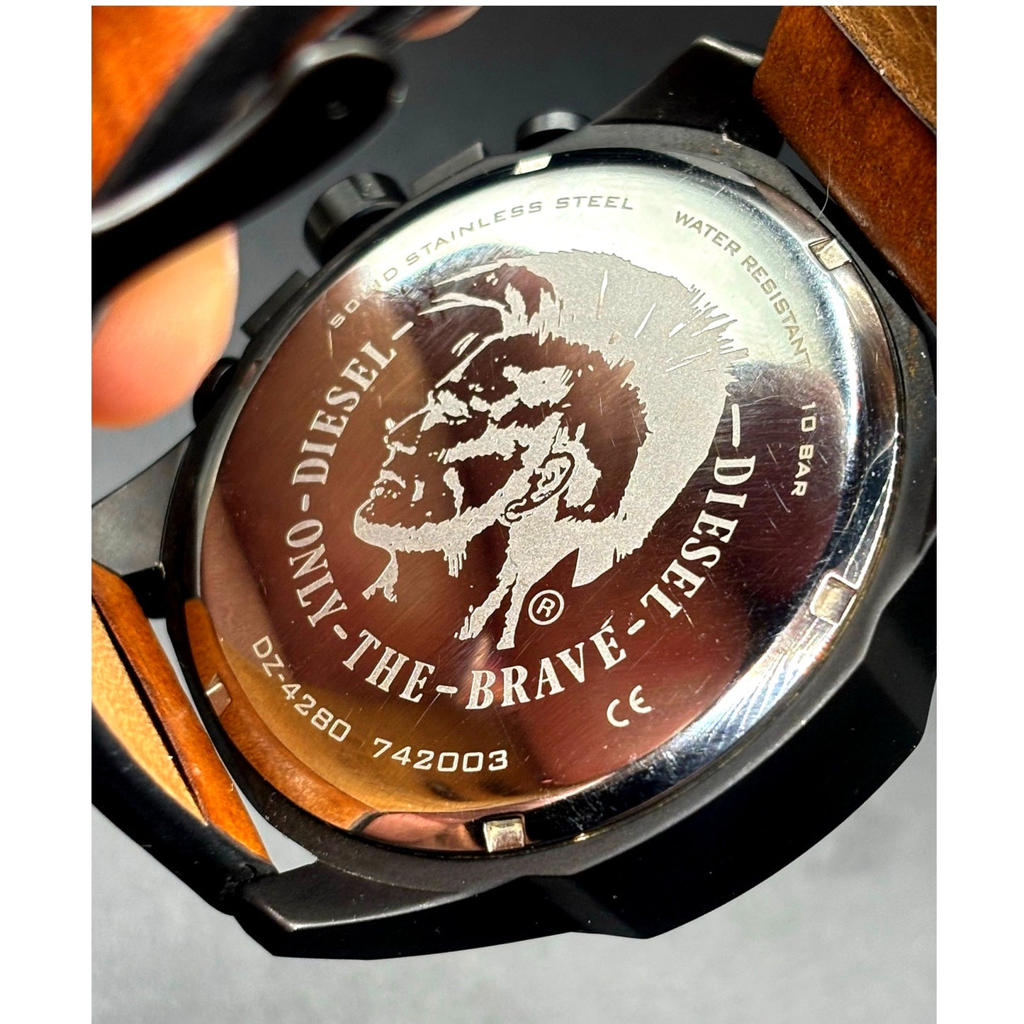 Diesel Mega Chief DZ4280 Iridescent Chronograph Tan Leather 51mm Watch