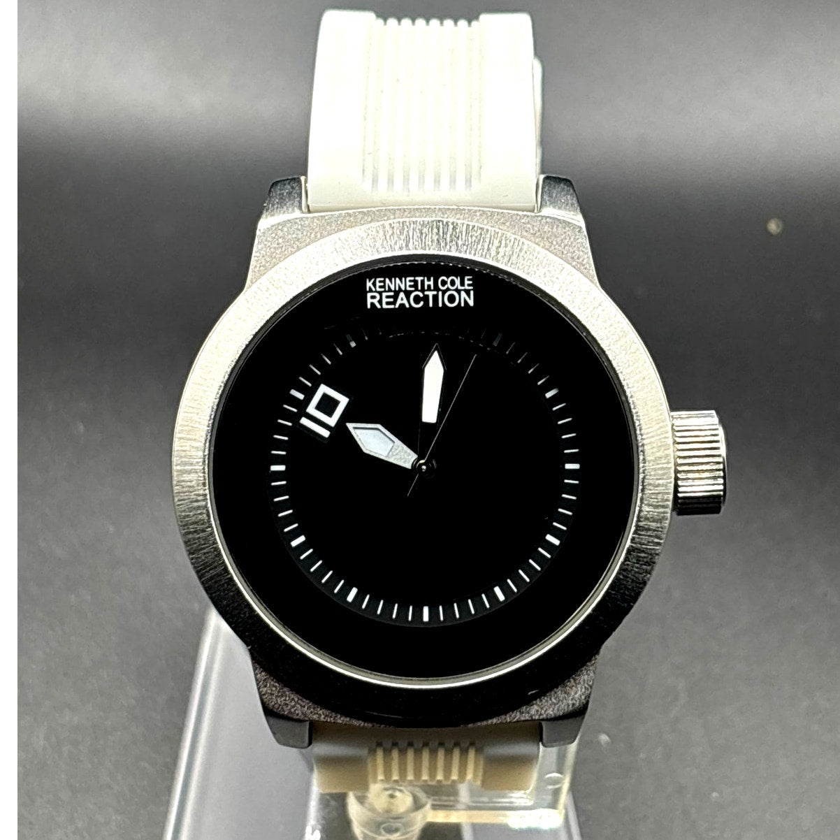 Kenneth Cole Reaction 3010009257 48mm White Silicone Strap Black Dial Mens Watch