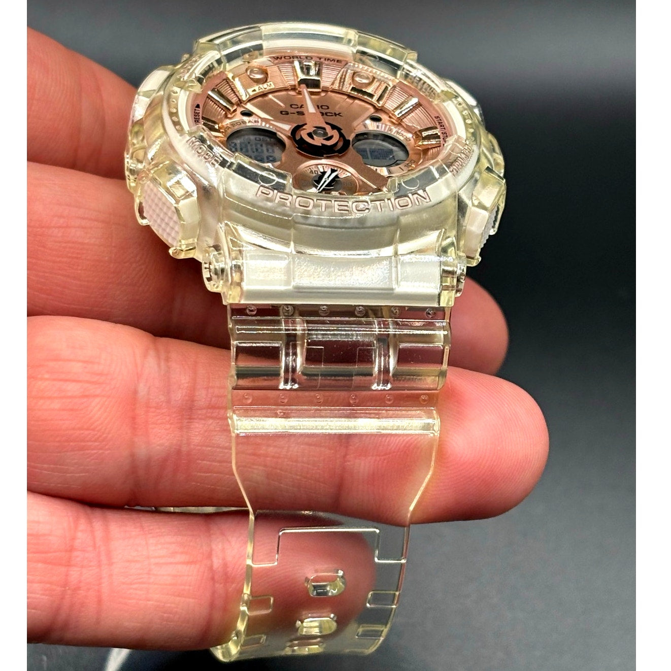Casio G-Shock GMAS120SR-7A Women's Rose Gold Skeleton Analog Digital Watch NIBWT