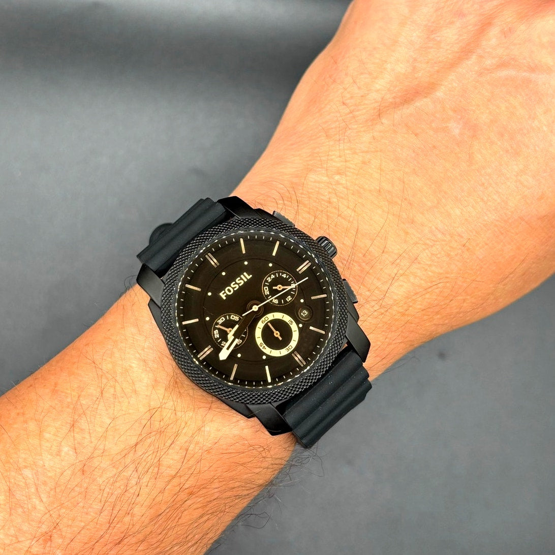 Fossil FS4656 Machine Chronograph Black Silicone Men’s Watch 42mm