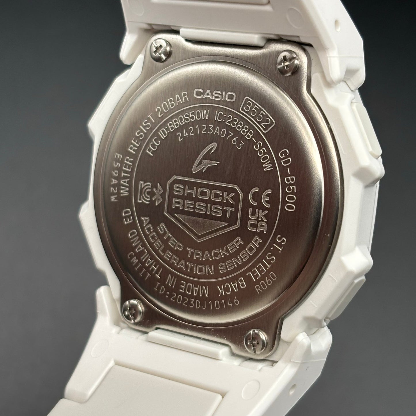 Casio G-Shock GD-B500-7CR Men’s White Bluetooth Link Digital Watch NIB