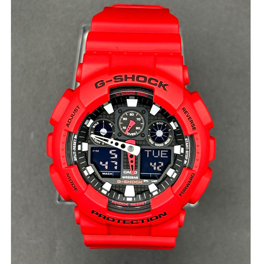 Casio G-Shock GA100B-4A Bright Red Analog Digital Men’s Sport Watch 200M