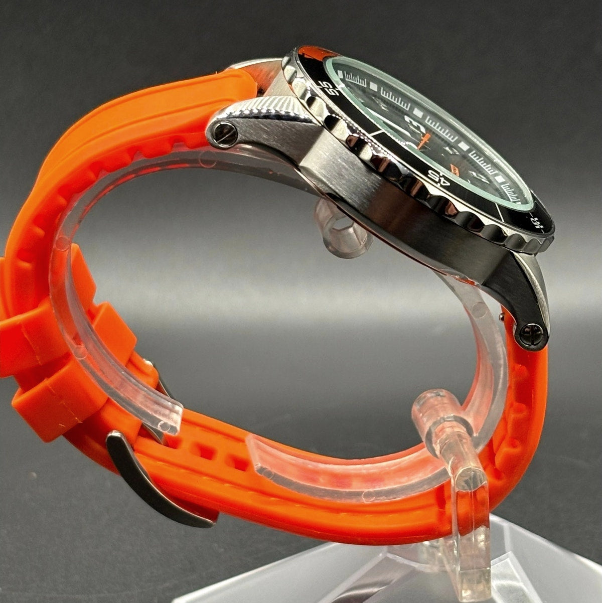 Fossil Sport AM4259 Dive Style Orange Silicone Strap Men’s Watch 46mm 10 ATM NIB
