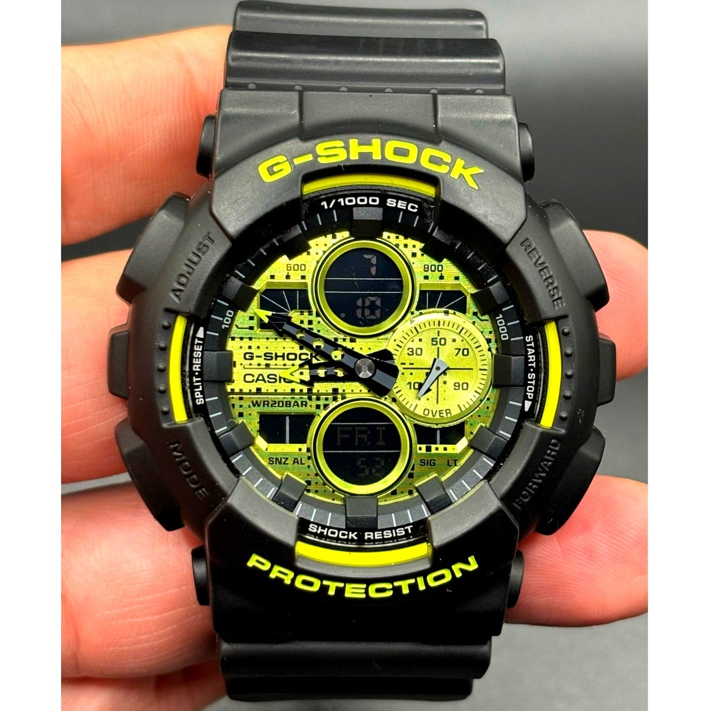 Casio G-Shock GA140DC-1A Analog Digital Black Vivid Yellow Men's Watch