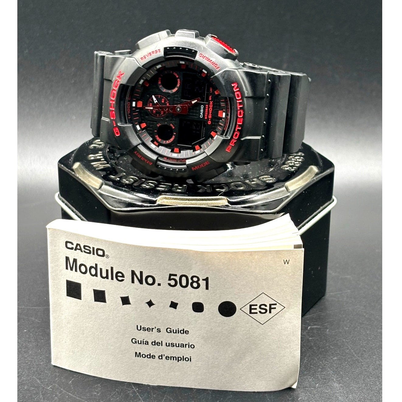 Casio G-Shock GA100BNR-1A Black Red Analog Digital Men's Watch