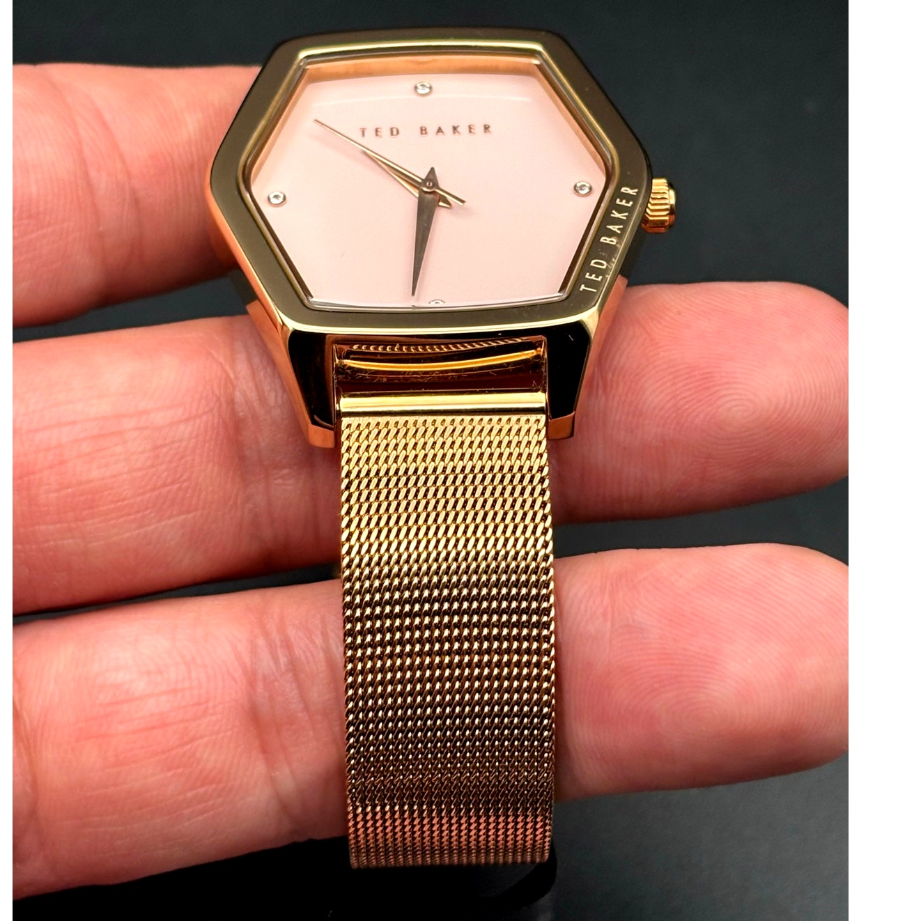 Ted Baker Exter BKPEXF004 Women's 36mm Rose Gold Mesh Swarovski Watch NIBWT